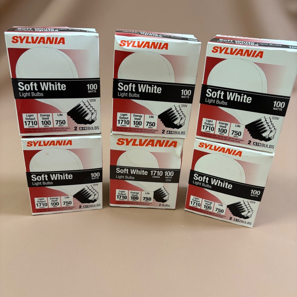 Sylvania Soft White 100W A19 Incandescent Light Bulbs 1710 Lumens 12 Bulbs Total